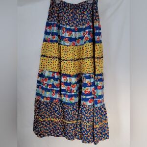 Vintage Carole Little Floral Cotton Skirt Large